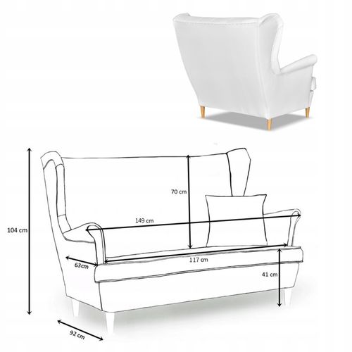 Sofa kanapa uszak Gaja ekoskóra skandynawska  biała na Arena.pl