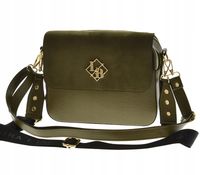 Laura Biaggi torebka listonoszka kuferek ciemny zielony klapka zamsz JS170