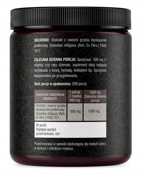 Chaga Błyskoporek podkorowy 100G SOLVE LABS zdjęcie 8