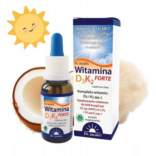 Witamina D3K2 Dr Jacobs Forte 20ml aż 2000 j.m. w 1 kropli! + GRATIS! na Arena.pl