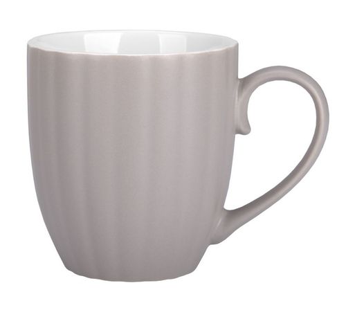 Komplet 6 kubków porcelanowych 380 ml biały czarny i beżowy mat wzór prążki na Arena.pl