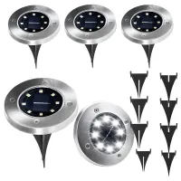 4 x Lampa Solarna Ogrodowa Dysk Lampki Led Gruntowe Czujnik Zmierzchu 8 Led