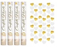 TUBY STRZELAJĄCE KONFETTI PNEUMATYCZNE SERCA BIAŁE ZŁOTE ARMATKA ŚLUB 40cm