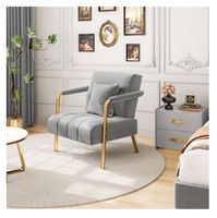 Fotel do salonu szary złota rama z poduszką