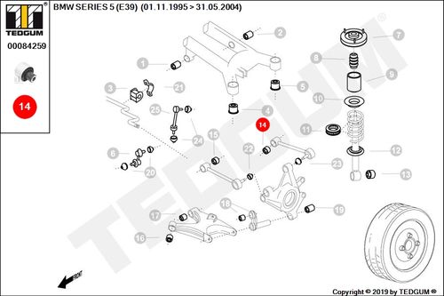 BMW 5 E39 TULEJA DRĄŻKA TYLNEGO E39 95-04 na Arena.pl
