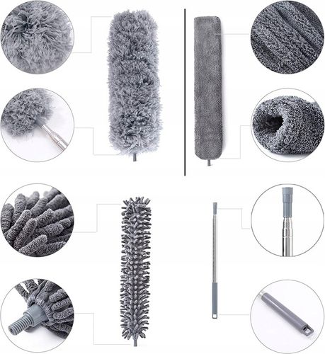 Szczotka do Kurzu Pajęczyn Zmiotka Teleskopowa Miotełka 280 cm Końcówki 4w1 na Arena.pl