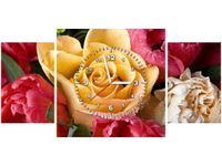 80X40CM ZEGAR ZROSZONA RÓŻA OBRAZ