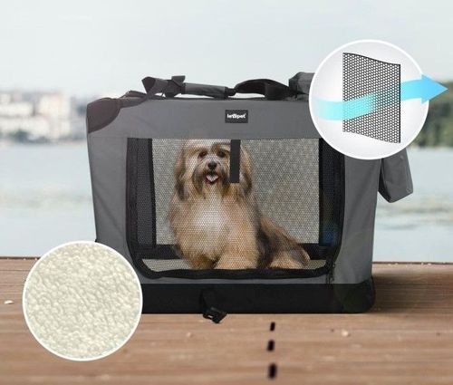 Leopet Box transportowy dla psów L, 70 x 52 x 52 cm, antracy na Arena.pl