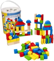 DREWNIANE KLOCKI 100szt. W WIADERKU SORTER WOODYLAND ZABAWKA DREWNIANA