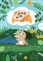 Bajkowe Miasta Poznań Koziołek z rogalem - plakat 70x100 cm