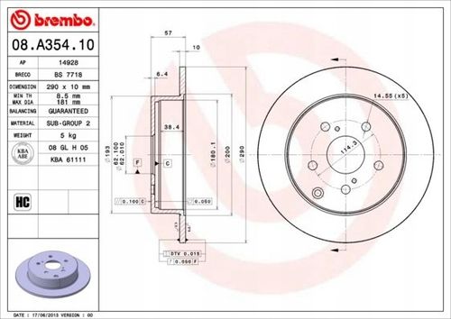 TARCZA HAM TYL 290X10 P BREMBO na Arena.pl