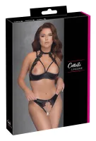 cottelli lingerie komplet z kwiatowym haftem 85b/l czarny