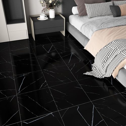 Naklejki podłogowe PVC Yullpaper 30x30cm czarne samoprzylepne 24szt na Arena.pl