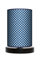 Lampa stołowa - drewniana mała - Granatowe groszki