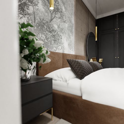 ŁÓŻKO TAPICEROWANE DO SYPIALNI 180x200 ŁÓŻKO PODWÓJNE Z POJEMNIKIEM BRĄZOWE na Arena.pl