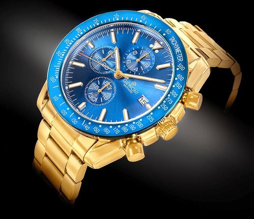 zegarek męski giewont chronograph sapphire złoto niebieski gw8720-b6 na Arena.pl