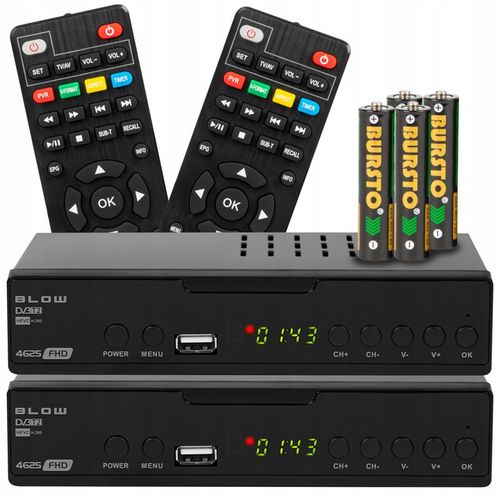 2x TUNER DEKODER DVB-T2 TV NAZIEMNEJ H.265 HEVC FHD USB HDMI PILOT BATERIE na Arena.pl