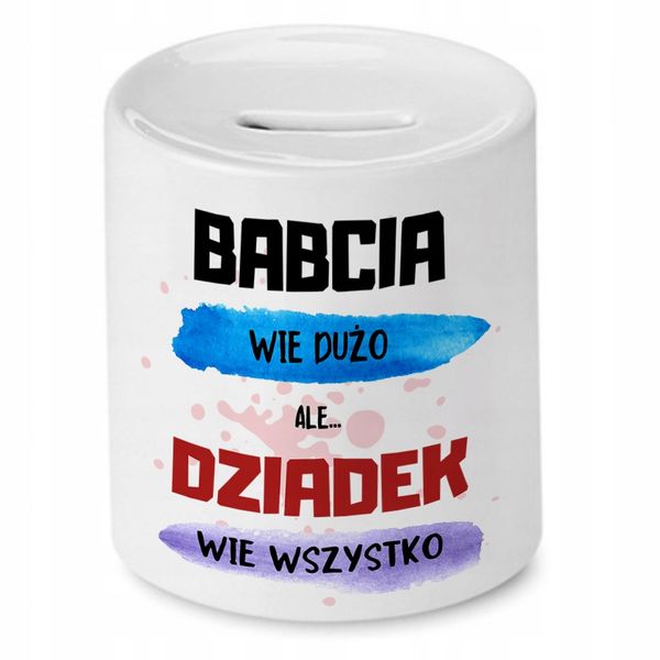 Skarbonka Dzień Dziadka Dziadek Wie Wszystko Z Nadrukiem Ze Zdjęciem zdjęcie 1