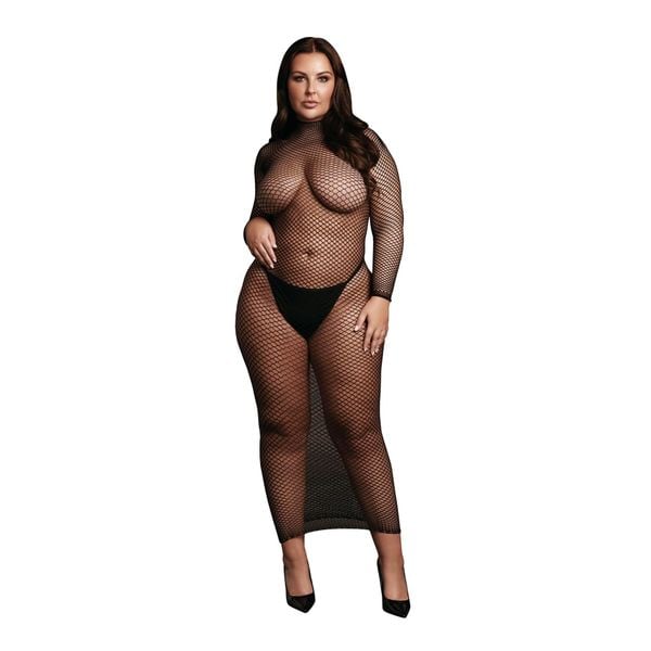 Long Dress With Fishnet Structure And Turtle Neck. zdjęcie 1