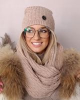 CIEPŁY KOMPLET damski CZAPKA + KOMIN szal zimowy gruby polski JAKOŚĆ KOLORY
