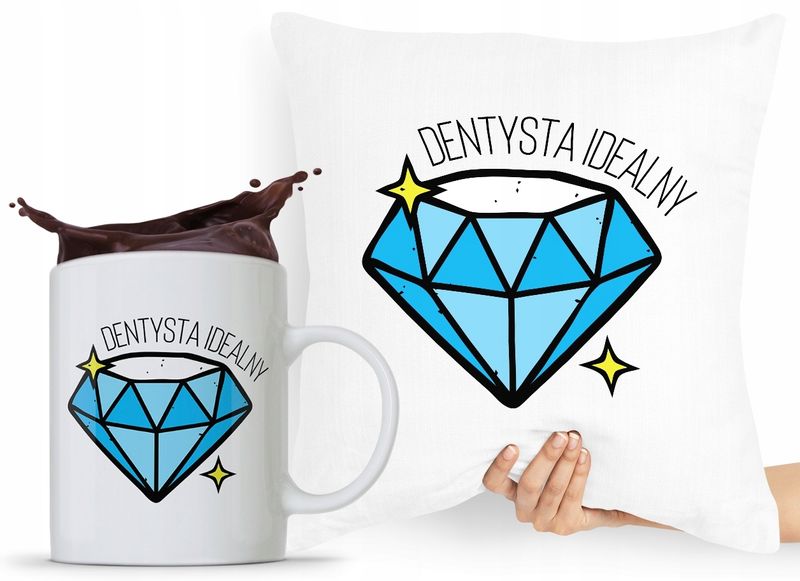 Zestaw Poduszka + Kubek Dla Dentysty Stomatologa Z Nadrukiem Ze Zdjęciem zdjęcie 1