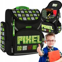 Plecak do Szkoły dla Chłopca Minecraft Klasa 1 3 Czarny Zielony Tornister