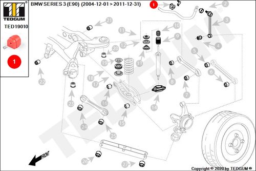 BMW 3 E90 PU TULEJA STABILIZATORA TYLNEGO na Arena.pl