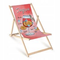 Leżak DRAWNIANY RÓŻOWY z NADRUKIEM WINA BALKONOWY TARASOWY OGRODOWY