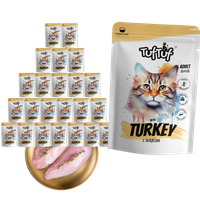 MOKRA KARMA DLA KOTA TufTuf Saszetka mielonka z indykiem ZESTAW 24x100g