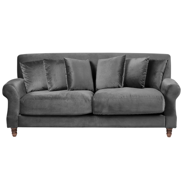 Sofa 3-osobowa welurowa szara EIKE zdjęcie 1
