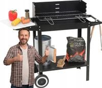 GRILL WĘGLOWY OGRODOWY RUSZT CHROMOWANY DUŻY PRZENOŚNY KÓŁKA PROSTOKĄTNY