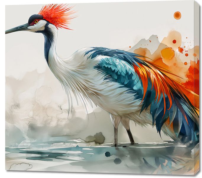 Obraz 100x90cm Żuraw w Akwareli zdjęcie 1