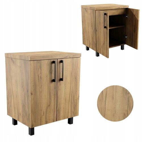 Szafka Łazienkowa Stojąca 60 cm Pod Umywalkę Nablatowa Komoda Dąb na Arena.pl