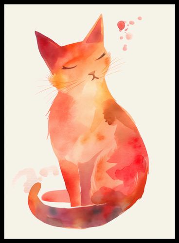 Plakat 40x55cm Akwarelowy Kot na Arena.pl