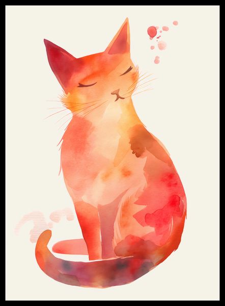Plakat 40x55cm Akwarelowy Kot zdjęcie 2