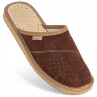 PanSzew Kapcie Męskie ZAMSZOWE Pantofle ze SKÓRY NATURALNEJ 40-46