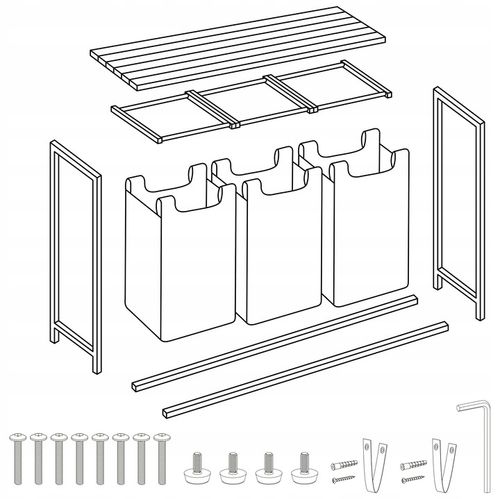 KOSZ NA PRANIE TRZYKOMOROWY BIELIZNĘ DUŻY POJEMNIK Z POKRYWĄ 3 KOMORY na Arena.pl