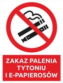 Naklejka ZAKAZ PALENIA TYTONIU I E-PAPIEROSÓW 20x15 cm