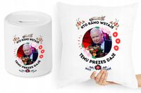 Jarosław Kaczyński Zestaw Poduszka + Skarbonka Z Nadrukiem Ze Zdjęciem