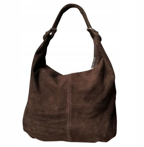 CZEKOLADOWA ZAMSZOWA TOREBKA WOREK BRĄZOWA TOREBKA ZAMSZ Vera Pelle na Arena.pl