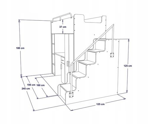 Łóżko piętrowe JSM4 80x190 z biurkiem i schodami pomarańczowy mat na Arena.pl
