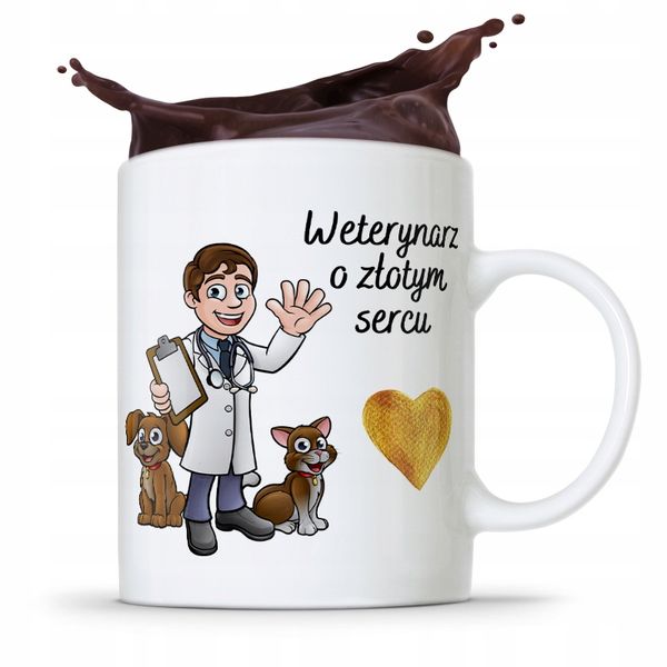 Kubek Dla Weterynarza Weterynarz O Złotym Sercu Z Nadrukiem Ze Zdjęciem zdjęcie 1
