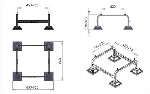 PODSTAWA REGULOWANA POD POMPĘ CIEPŁA 360 kg STOJAK FRAME FOOT FF-755 na Arena.pl