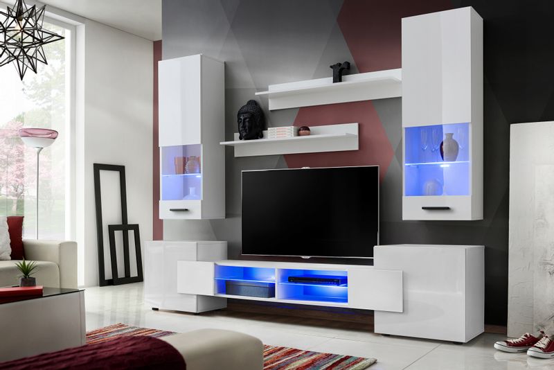 Pan Igiełka Szafka RTV LED RGB Pilot Połysk Mat Czarny Biały Dąb Wotan Loft zdjęcie 11