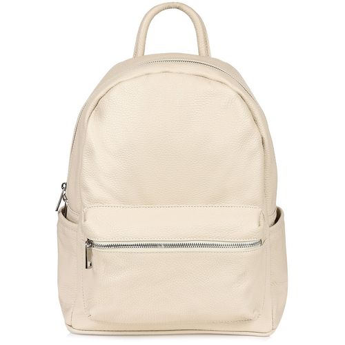 Skórzany plecak A4 duży pojemny do szkoły Włoski kremowy P16 na Arena.pl