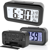 Zegar cyfrowy elektroniczny budzik zegarek z wyświetlaczem LED alarm czarny