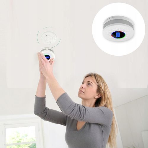 CZUJNIK CZADU I DYMU 2w1 detektor tlenku węgla LCD certyfikowany ALARM X 2 na Arena.pl