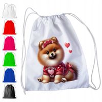 BIAŁY WOREK DO PRZEDSZKOLA SZKOŁY, NA WF - Shiba Inu PIESEK PIES