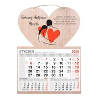 KALENDARZ SERCE 2025 jednodzielny DREWNIANY prezent WALENTYNKI rocznica