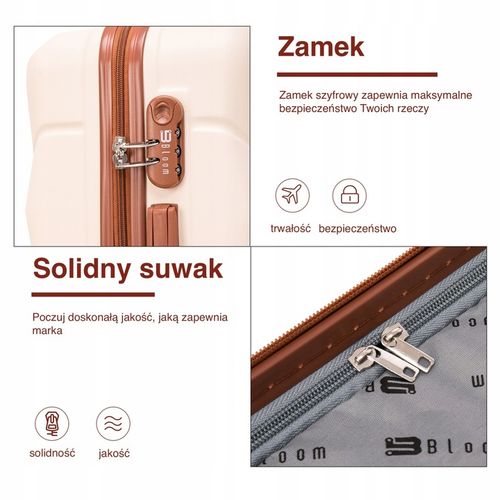 ZESTAW KOMPLET WALIZEK ABS 3IN1 MOCNA TWARDA BLOOM 15 KOLORÓW na Arena.pl